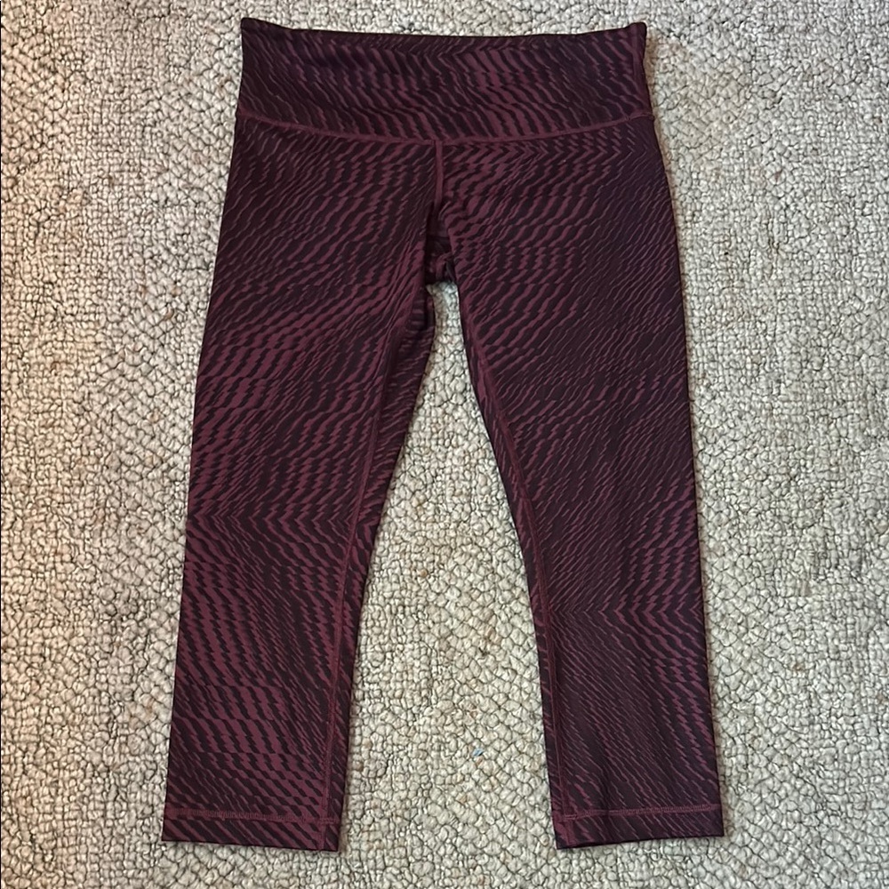 Lululemon Burgundy and Black Patterned Leggings